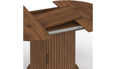 Table à manger ronde extensible Albane effet hêtre avec rangement Ø110-150cm
