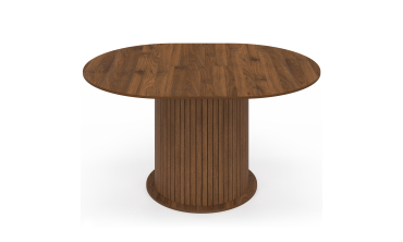 Table à manger ronde extensible Albane effet hêtre avec rangement Ø110-150cm