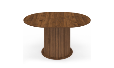 Table à manger ronde extensible Albane effet hêtre avec rangement Ø110-150cm