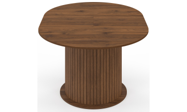 Table à manger ronde extensible Albane effet hêtre avec rangement Ø110-150cm