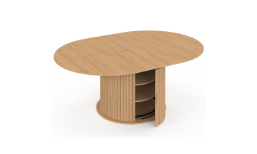 Table à manger ronde extensible Albane avec rangement Ø140-200cm