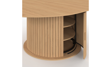 Table à manger ronde extensible Albane avec rangement Ø140-200cm