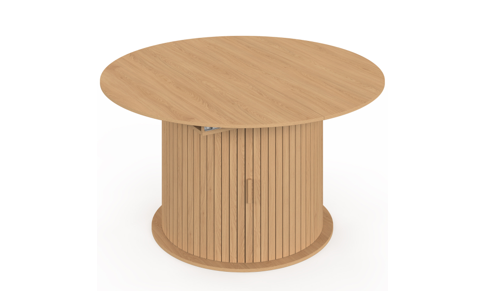 Table à manger ronde extensible Albane avec rangement Ø140-200cm