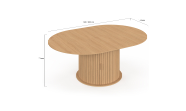 Table à manger ronde extensible Albane avec rangement Ø140-200cm