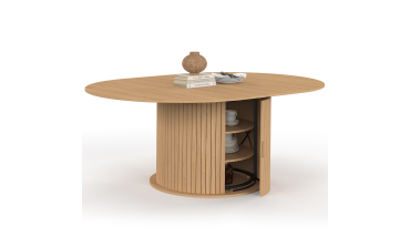 Table à manger ronde extensible Albane avec rangement Ø140-200cm