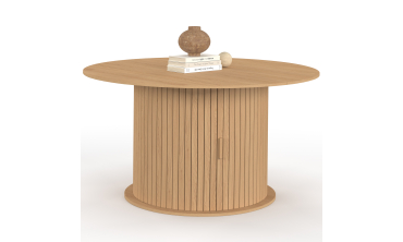 Table à manger ronde extensible Albane avec rangement Ø140-200cm