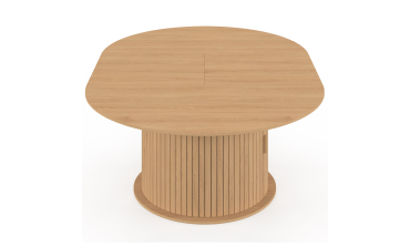 Table à manger ronde extensible Albane avec rangement Ø140-200cm