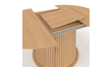 Table à manger ronde extensible Albane avec rangement Ø140-200cm