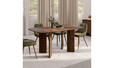 Table à manger extensible Cassia 160-200cm effet noyer