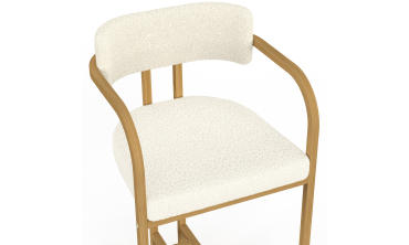 Tabourets de bar Elsa bouclette blanche pieds effet bois - lot de 4