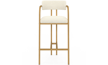 Tabourets de bar Elsa bouclette blanche pieds effet bois - lot de 4