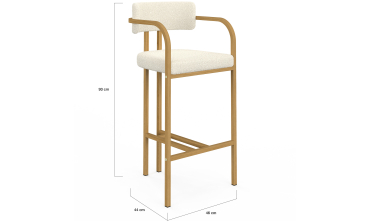Tabourets de bar Elsa bouclette blanche pieds effet bois - lot de 4
