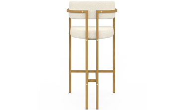 Tabourets de bar Elsa bouclette blanche pieds effet bois - lot de 4