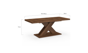Table à manger extensible Alexia effet noyer 160-200cm