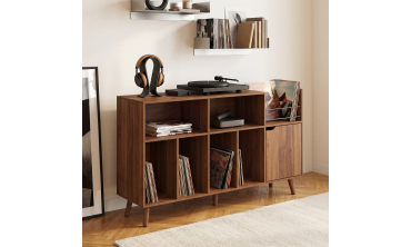 Meuble vinyles Sanza effet noyer 130cm