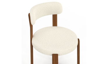 Chaises Ilona bouclette crème pieds effet noyer - lot de 4