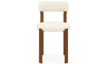 Chaises Ilona bouclette crème pieds effet noyer - lot de 4