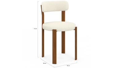 Chaises Ilona bouclette crème pieds effet noyer - lot de 4