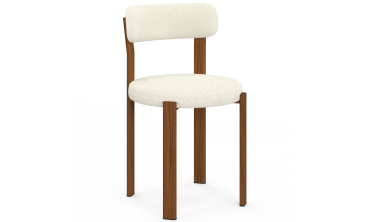 Chaises Ilona bouclette crème pieds effet noyer - lot de 4