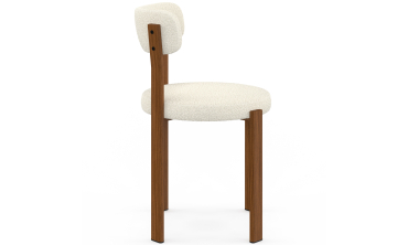 Chaises Ilona bouclette crème pieds effet noyer - lot de 4