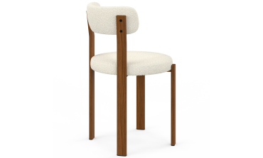 Chaises Ilona bouclette crème pieds effet noyer - lot de 4