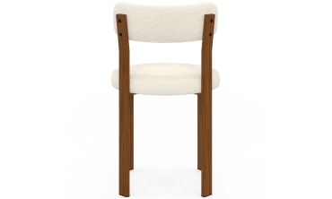 Chaises Ilona bouclette crème pieds effet noyer - lot de 4