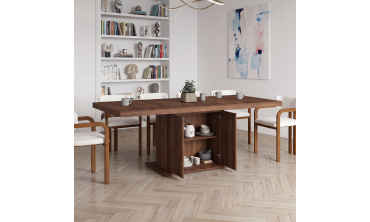 Table à manger extensible Tania effet noyer 160-200cm