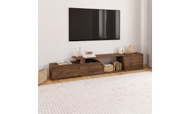 Meuble TV extensible Livona effet noyer 180-270cm