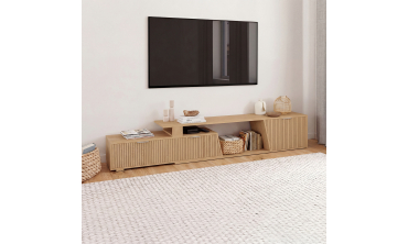 Meuble TV extensible Livona effet lattes 180-270cm