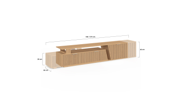 Meuble TV extensible Livona effet lattes 180-270cm