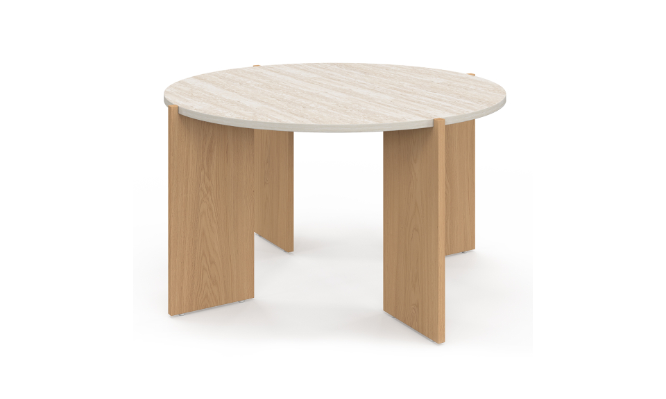 Table basse ronde Sidonie effet travertin Ø70cm
