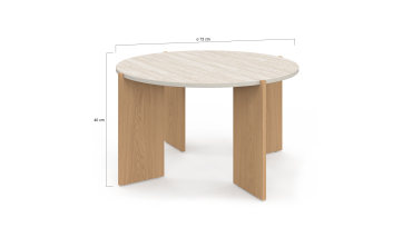 Table basse ronde Sidonie effet travertin Ø70cm