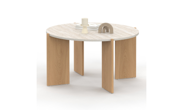 Table basse ronde Sidonie effet travertin Ø70cm