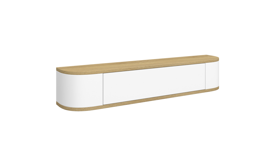Console suspendue Elora 1 porte effet hêtre et blanc