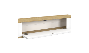 Console suspendue Elora 1 porte effet hêtre et blanc