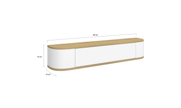 Console suspendue Elora 1 porte effet hêtre et blanc
