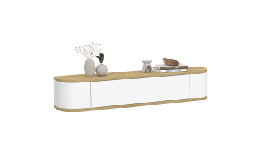 Console suspendue Elora 1 porte effet hêtre et blanc