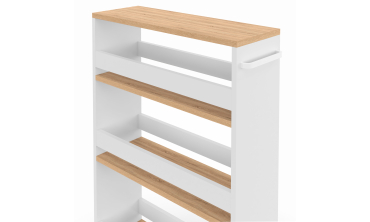 Etagère range épices à roulettes blanc et bois