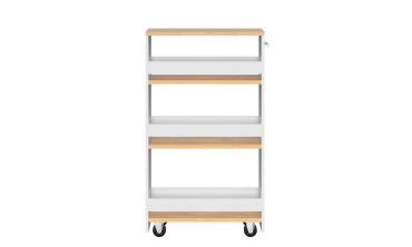 Etagère range épices à roulettes blanc et bois
