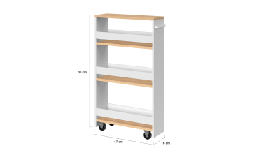 Etagère range épices à roulettes blanc et bois