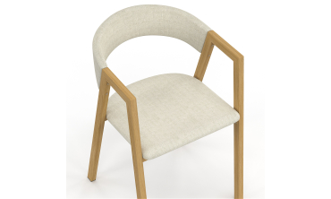 Chaises Enola avec accoudoirs tissu beige pieds effet bois - lot de 6