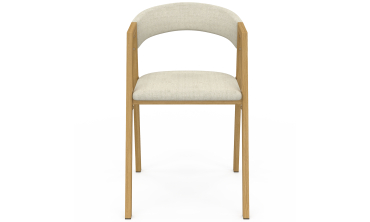 Chaises Enola avec accoudoirs tissu beige pieds effet bois - lot de 6