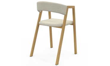 Chaises Enola avec accoudoirs tissu beige pieds effet bois - lot de 6