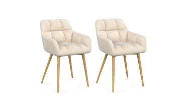 Chaises Bubble bouclette crème pieds effet bois - lot de 2