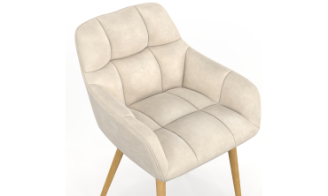 Chaises Bubble bouclette crème pieds effet bois - lot de 2