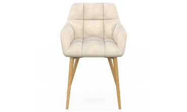 Chaises Bubble bouclette crème pieds effet bois - lot de 2