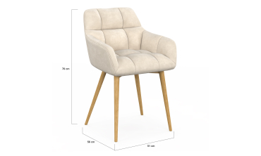 Chaises Bubble bouclette crème pieds effet bois - lot de 2