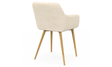 Chaises Bubble bouclette crème pieds effet bois - lot de 2