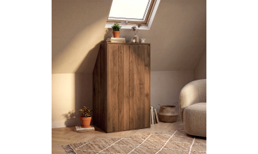 Armoire sous pente Tom 2 portes effet noyer