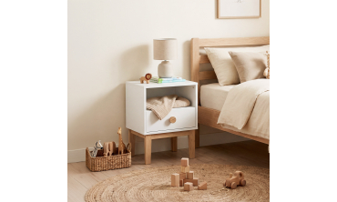 Table de chevet enfant Bella effet hêtre et blanc